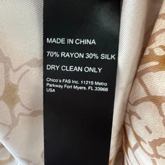 Chicos Black Label Satin Tunic Dress Silk Blend Long Sleeve Size 8 - Picture 7 of 8